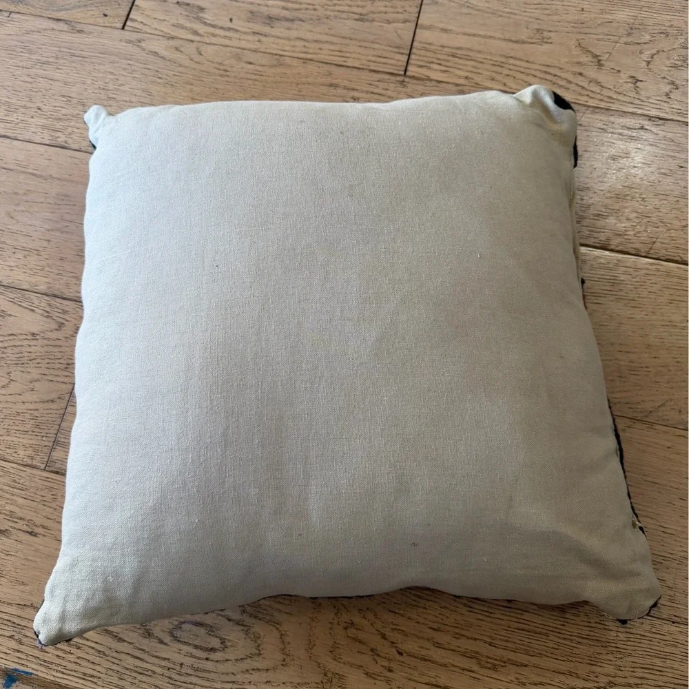 Handmade Wool Pillow Cover 16x16‎ Geometric Tribal Boho Red Yellow Black